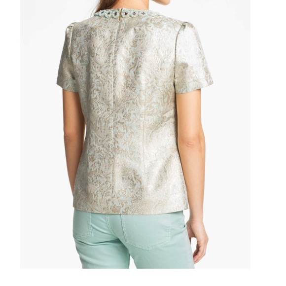 NWOT! Tory Burch Metallic Silk Top, Size 8 - Picture 3 of 8